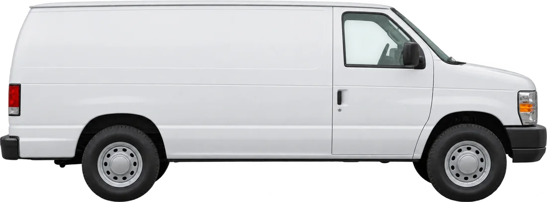 White cargo van, side view